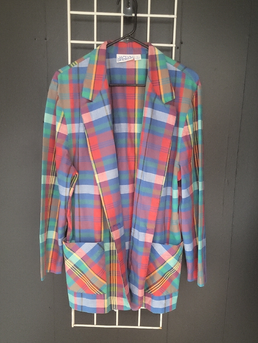 Vintage Jaclyn SPORT Multicolor Plaid Blazer Jacket - Women, SIZE L